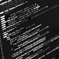 black and white image of a coding screen