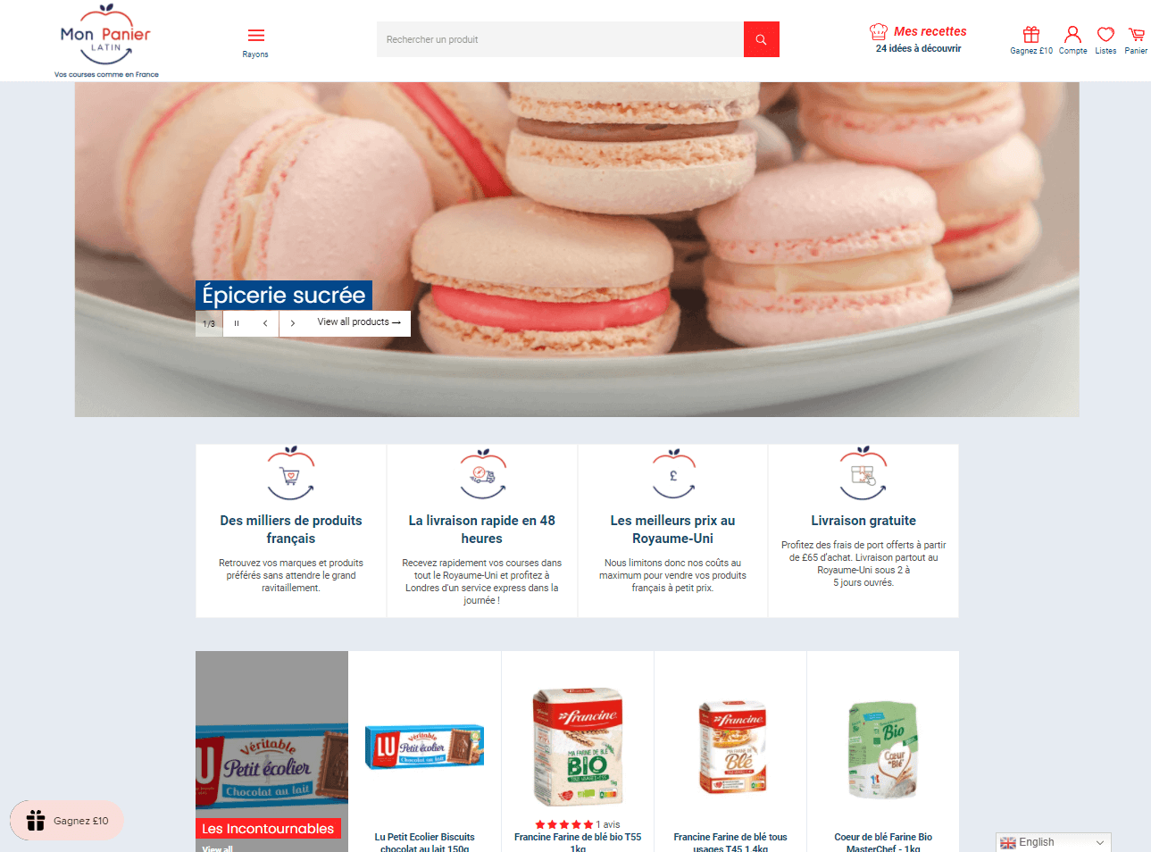 Screenshot of Mon Panier Latin website