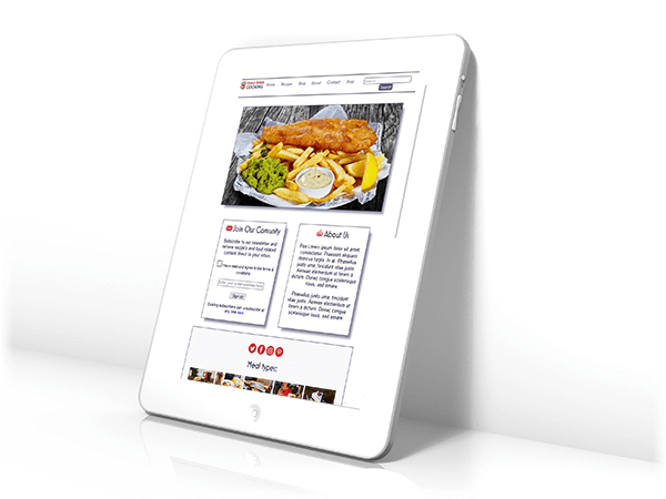 image of an ipad screen with a Web Studio X website displayed on it