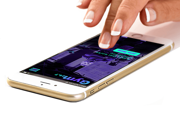 image of a mobile phone screen with a Web Studio X website displayed on it