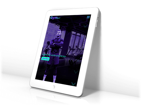 image of an ipad screen with a Web Studio X website displayed on it