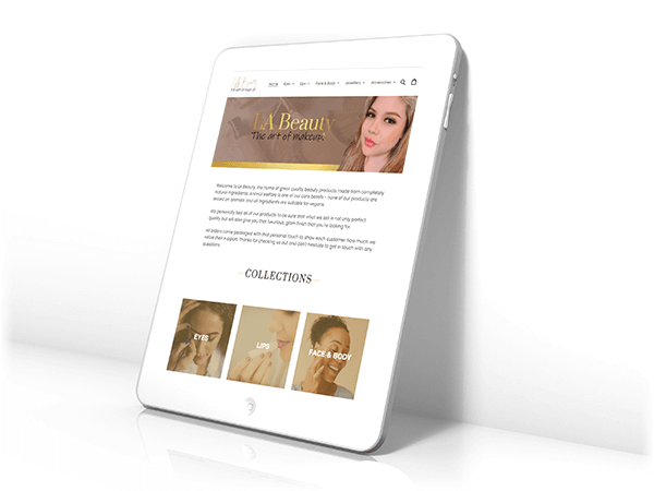 image of an ipad screen with a Web Studio X website displayed on it